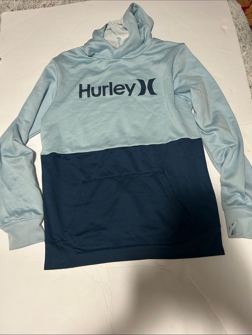 Hurley Two-Tone Light Blue and Navy Crewneck Pullover